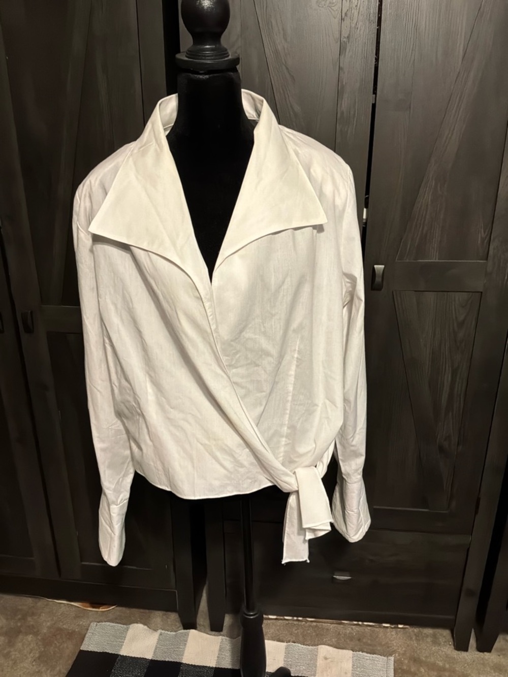 Avenue White Tie-Front Blouse